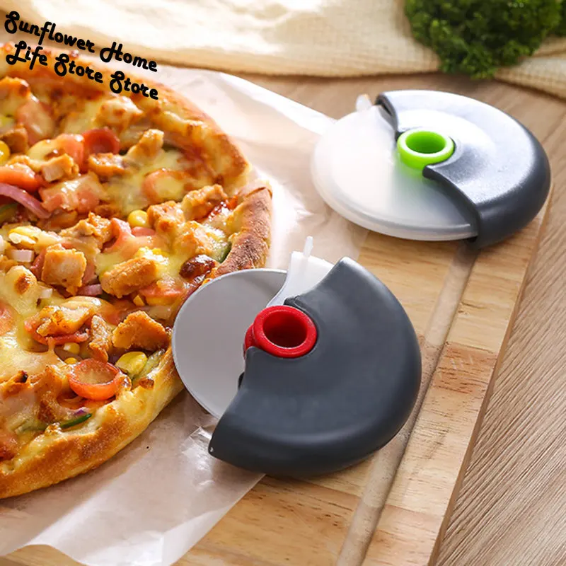 

Stainless Steel Round Wheel Cutting Knife for Pizza with Lid Roller Dough Slicer Cutter Pastry Kitchen Baking Accessories Tools