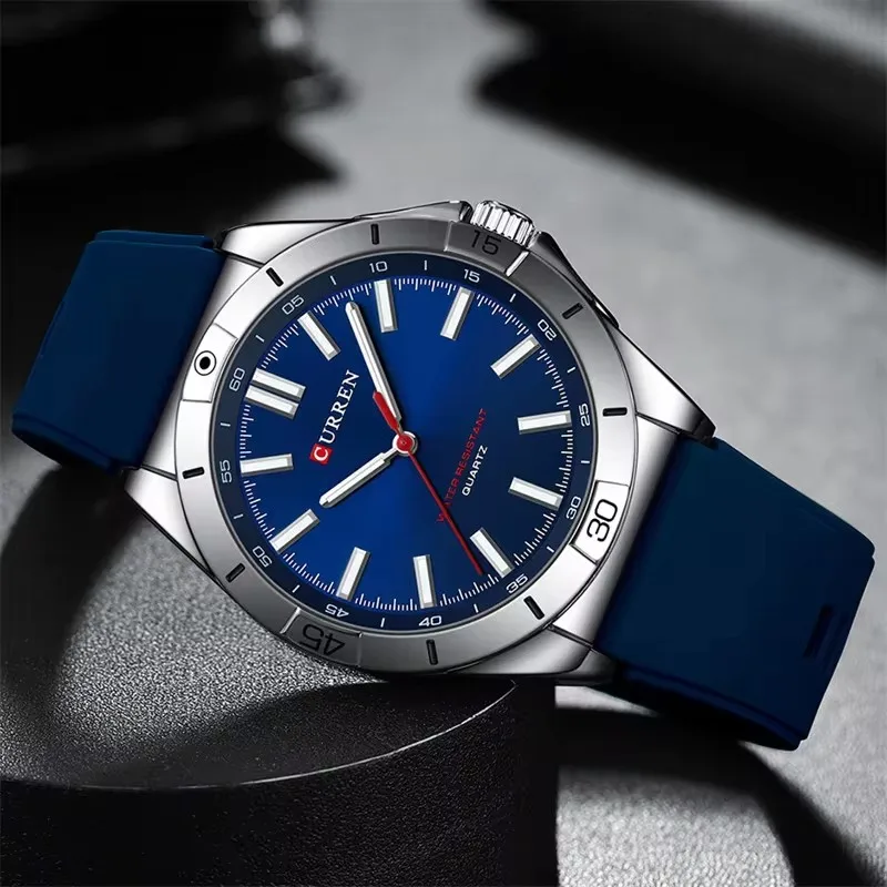CURREN 8449 New Men's Fashion Quartz Watch Business Luminous Male Clock Waterproof Silicone Strap Casual Wristwatch reloj hombre 2
