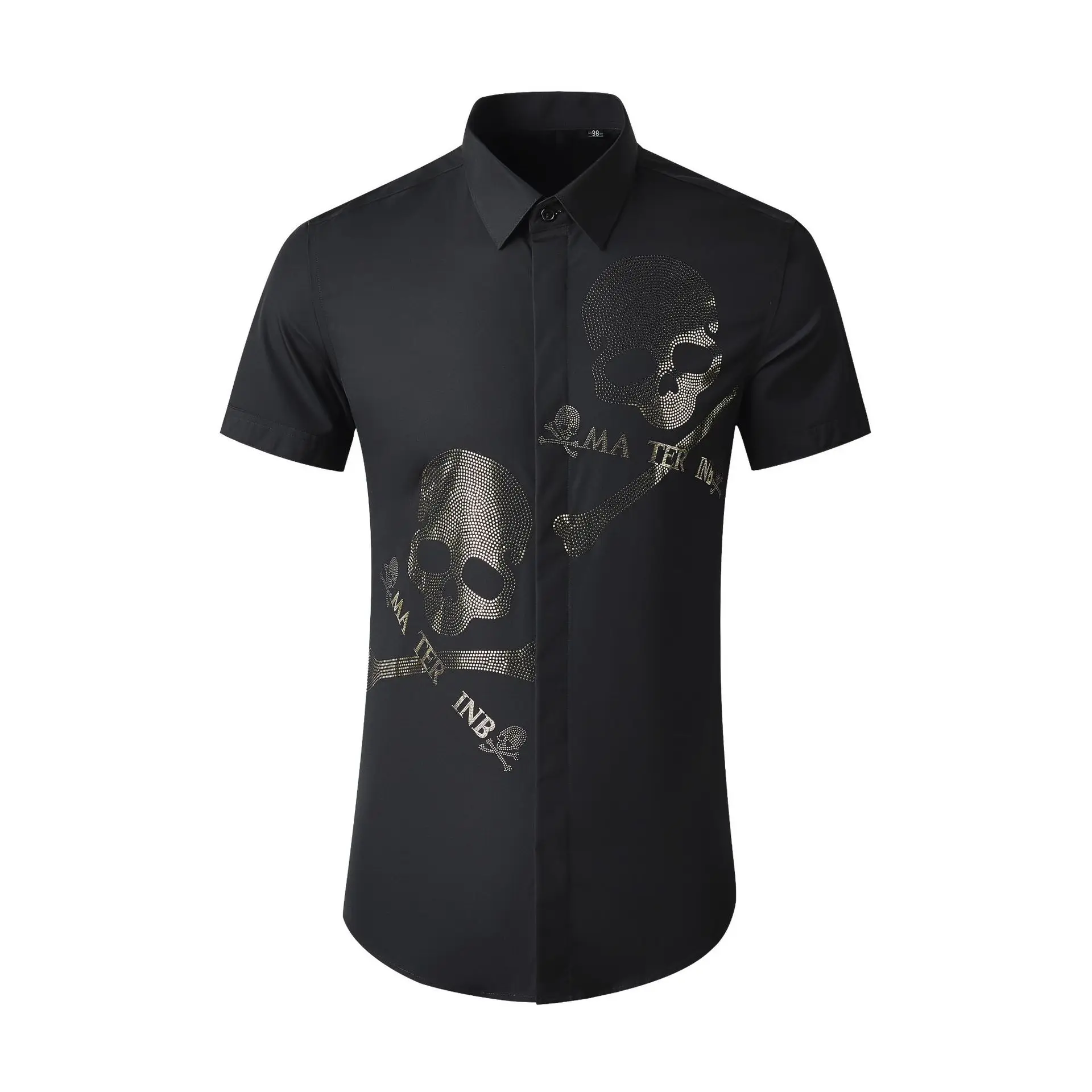 

HHigh Quality Luxury Jewelry 100% Cotton Button Up Shirt Silk Screen Printing Button Up Shirt Short Sleeve Button Up Shirt Men