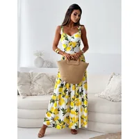 Women's Vest Dress Sexy Off-shoulder Fashion Fruit Print Party Backless Party Vacation Long Dress