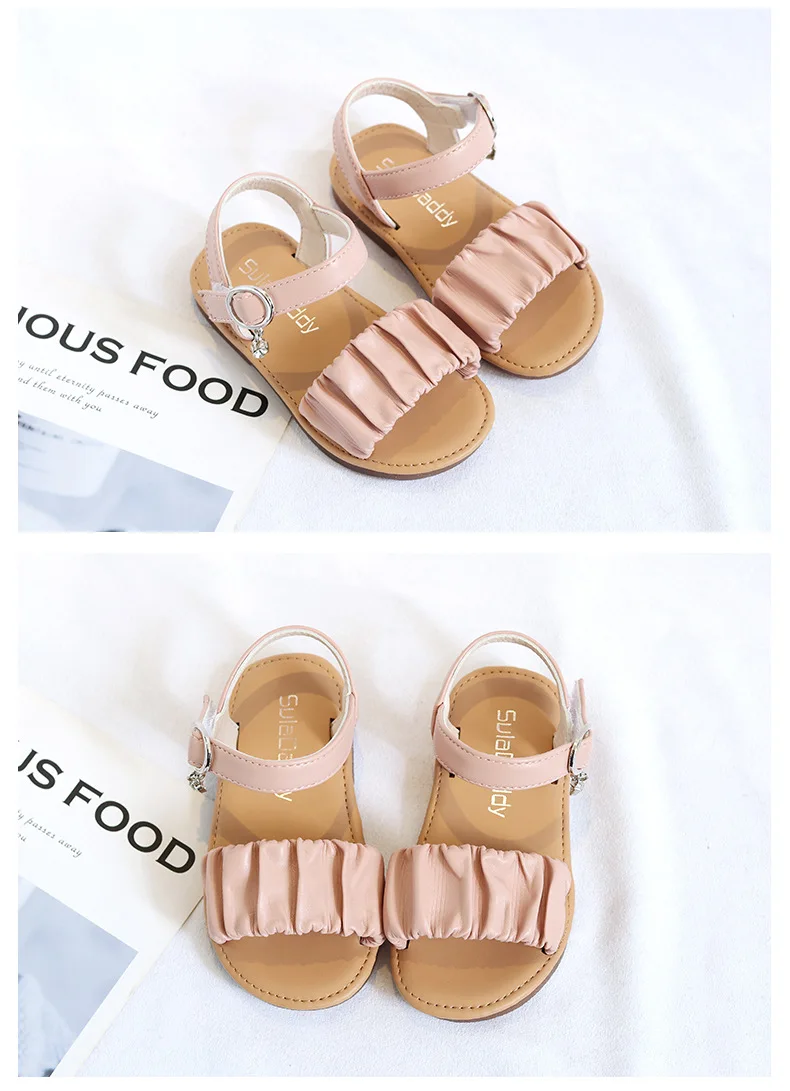 Summer Ruffles Baby Girls Sandals Solid Soft Sandals For Kids Toddler High Quality Beach Anti Slip Children Princess Shoes children's sandals