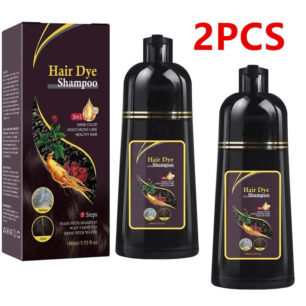 2pcsWhiteToBlackShampoo100mlNaturalMildBlackDyeShampooHerbal