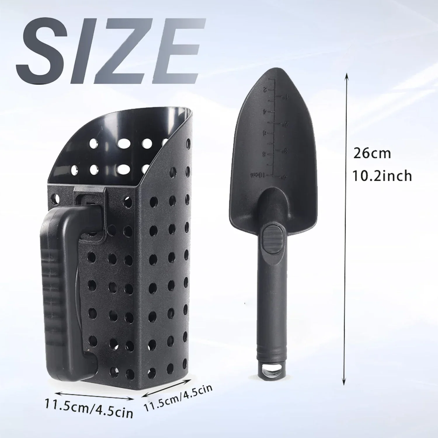 ABS Metal Detector Accessories for Underground Treasure Detect-Includes Sand Scoop for Metal Detecting, Collapsible Shovel
