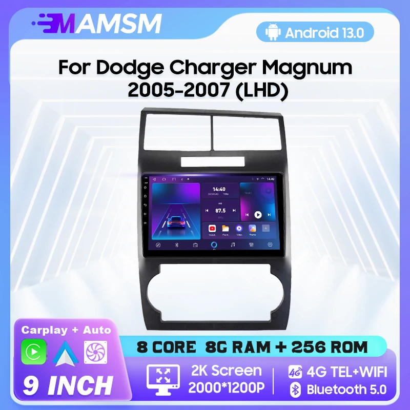 

MAMSM Android 13 Car Radio For Dodge Charger Magnum 2005 2006-2007 Multimedia Bluetooth Player Navigation 4G GPS Carplay stereo