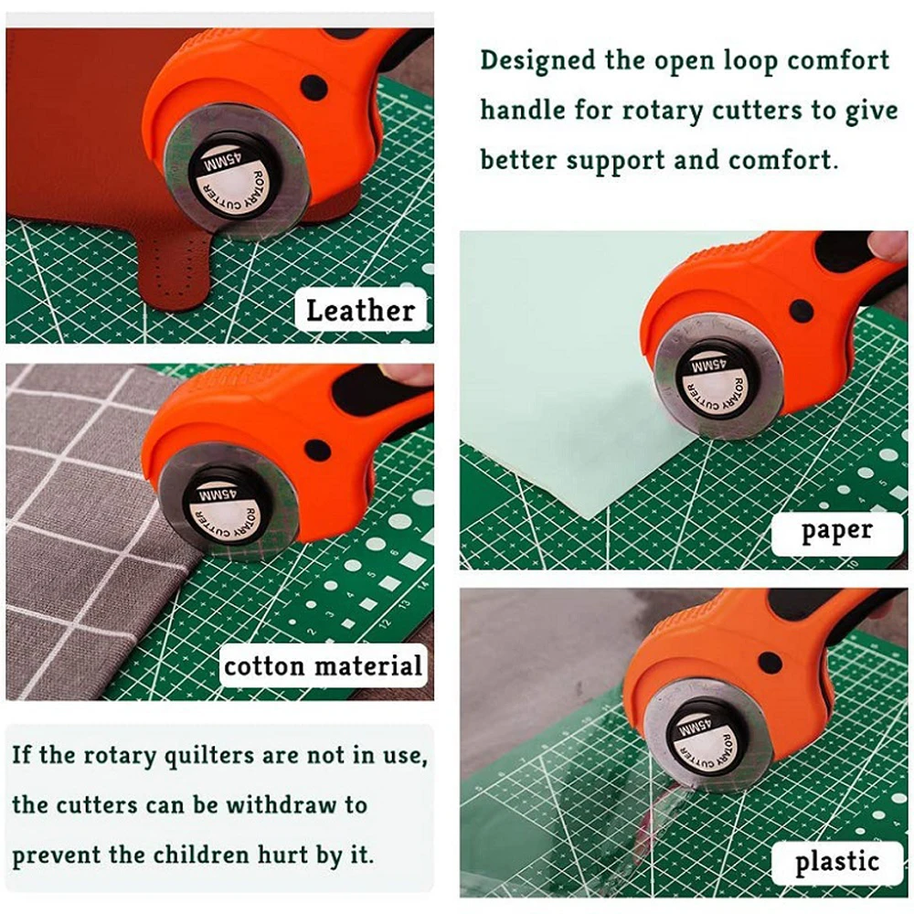 45mm Leather craft Rotary Cutter Leather Cutting Tool Craft Fabric Circular Blade Knife DIY Patchwork Sewing Quilting leather sewing tools craft knife kit leather strip cutter tool