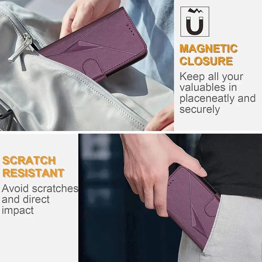 Leather Flip Wallet Phone Case with Card Slot & Book Strap