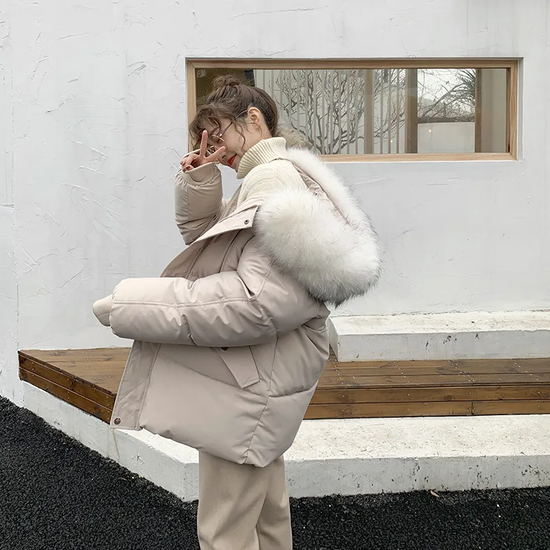 2023 Winter Coat Women New Fashion Elegant Down Cotton Clothes Kpop Loose Thickened Bread Coat