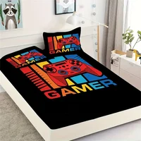 Games Print Fitted Sheet Set Soft Home Textile Comfortable Breathable Gamepad Bedding Set for Bedroom Guest Room 4