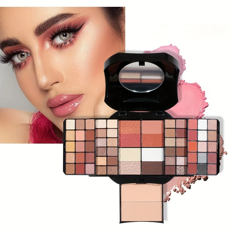 64-Color Eyeshadow Makeup Palette with Brush Portable Powder Cosmetic Kit Eyes Long-lasting Shimmer & Matte Finishes For Easter