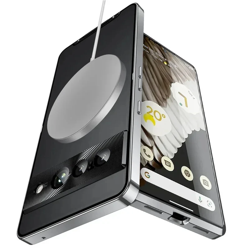 Magnetic Metal Armor Shockproof Case with Matte Finish and Lens Protector