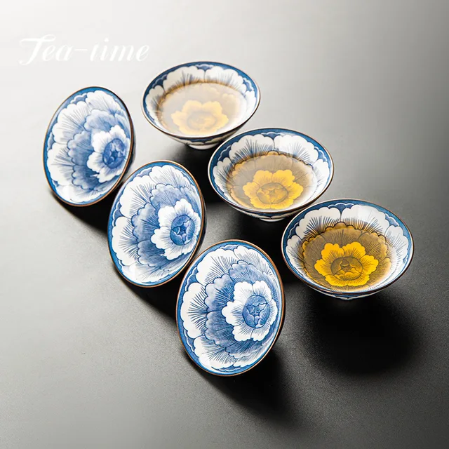 85 Ml Retro Kék És Fehér Porcelán Kúp Teáscsésze Méretezés Elleni Kézzel Festett Kerámia Tea Tál Utazási Meditációs Csésze Kínai Teakészlet - Image 5