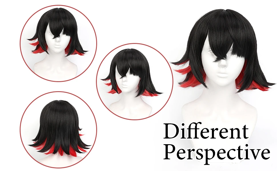 Zenless Zone Zero-Inspired Black-Red Ombre Synthetic Wig with Bangs for Daily Wear