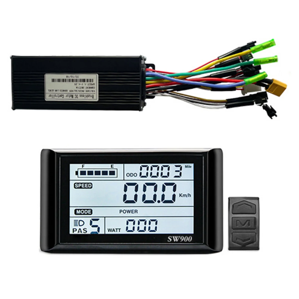 

SW900 Display Sine Wave Controller 1000W 30A For E-bike Electric Scooter For UART No.2 Protocol With Self-learning Function