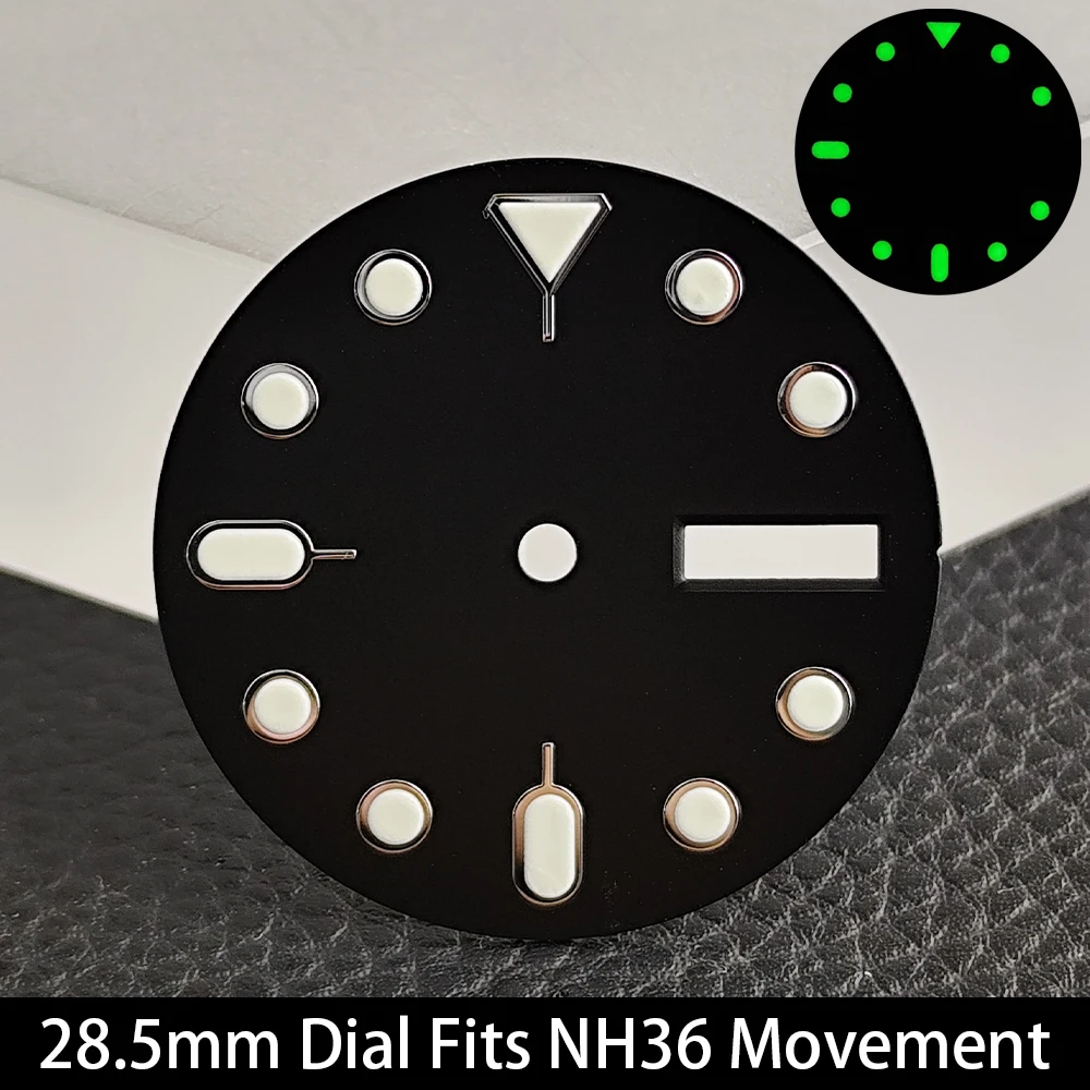 Green Luminous Mechanical Watch Dial - 28.5mm
