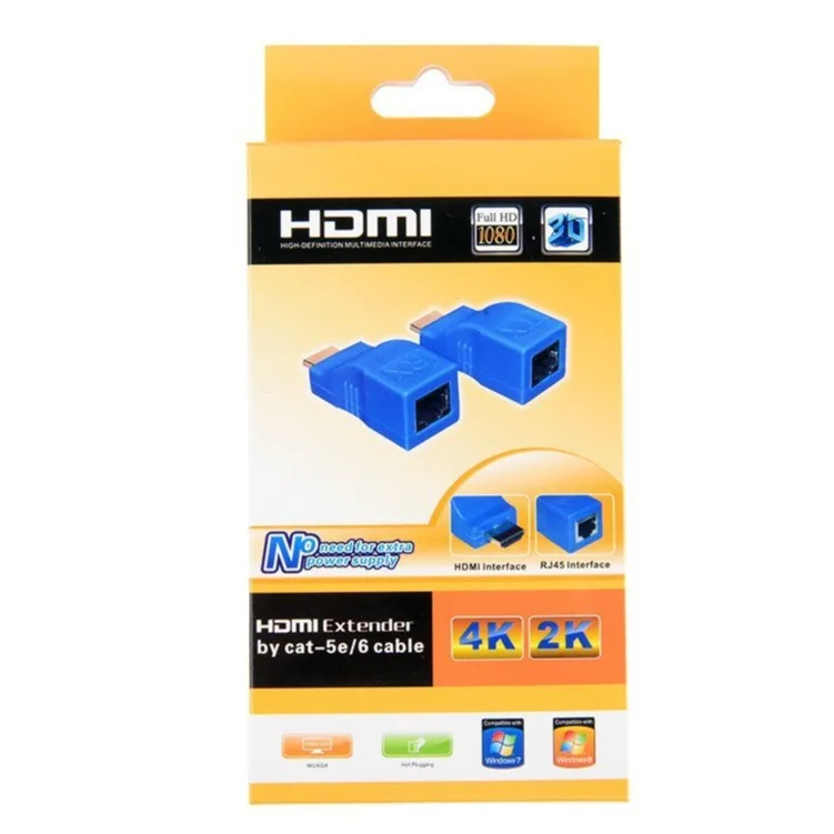 10 미니 비디오 확장기, HDMI 호환, 4K 3D HDTV, 최대 30M 익스텐션, Cat 5E/6 네트워크 LAN 이더넷 어댑터