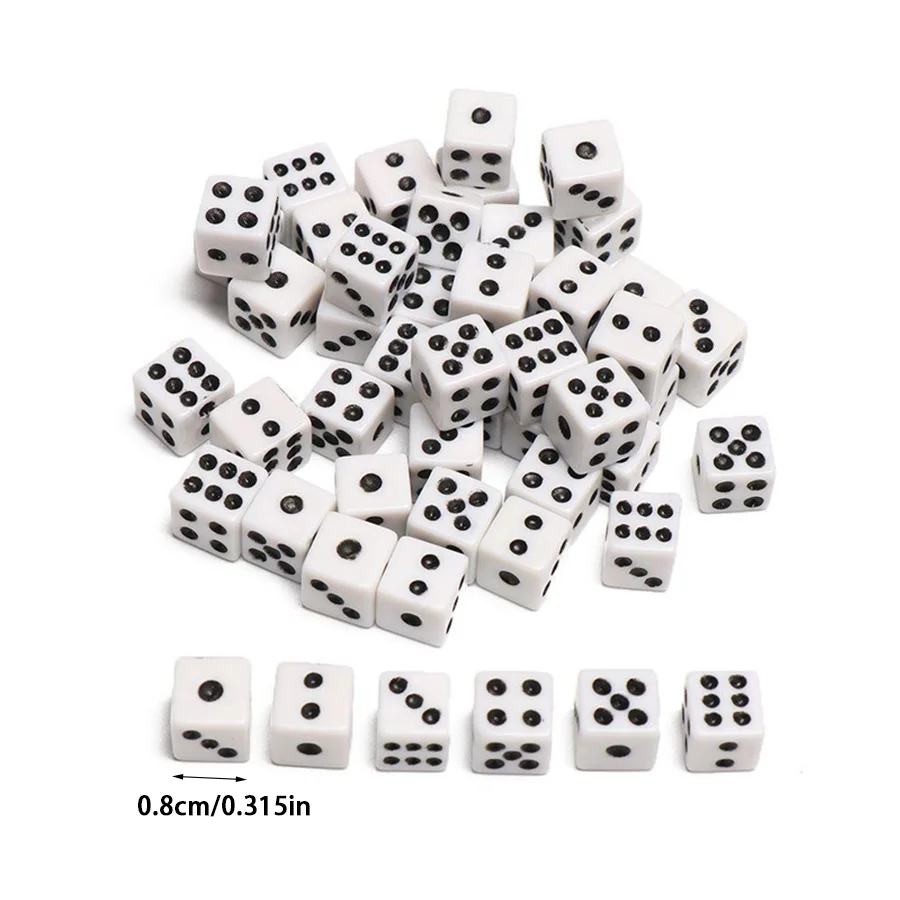 100/200pcs 미니 6면 아크릴 주사위 8mm 모임 축제 파티 보드 카드 게임 소품 엔터테인먼트 용품 XJM