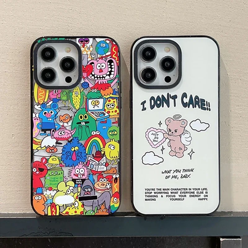 

Upgrade Acrylic Border Monsters Angel Bear Phone Case Cover for IPhone 11 12 13 14 15 Pro Max Case for IPhone 15 Pro Max