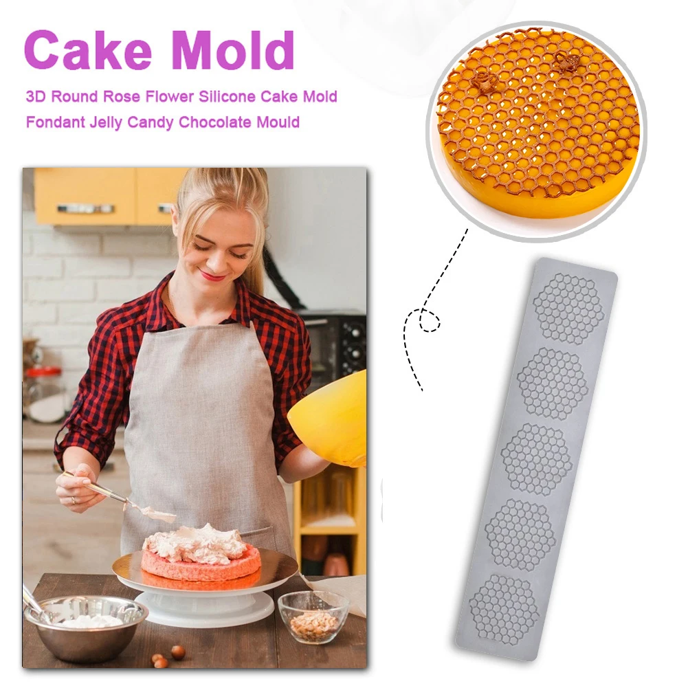 Honeycomb Silicone Cake Mold Chocolate Mould DIY French Pastry Lace  Decoration Mesh Mousse Fondant Mold Kitchen Baking Tool