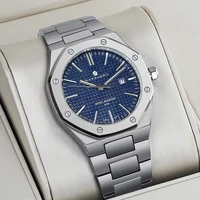SAPPHERO montre pour hommes, bracelet en acier inoxydable, conception résistante à l'eau, calendrier automatique, cadeaux de fête, horloge boîte cadeau exquise 1