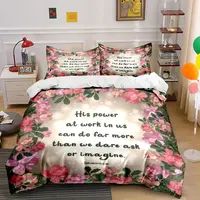 Ensemble d'inspiration florale pour la réflexion, décoration de chambre pour enfants et adultes, magnifique ensemble de literie trois pièces en cadeau 2