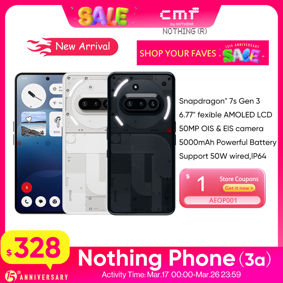 Nothing Phone 3a 5G Smartphone Snapdragon 7s Gen 3 6.77” flexible AMOLED 5000mAh 50W Charging 50MP OIS & EIS camera Android 15