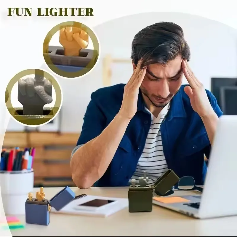 3D Printed Middle Finger Prank Model for Birthday Desk Decoration Quit-Smoking Buddy Fake Lighter Surprise Box Toy