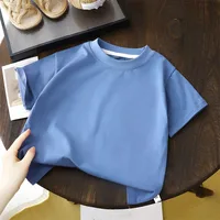 Été solide enfants coton décontracté à manches courtes blanc rouge noir T-shirts filles bébé vêtements enfants garçons enfant en bas âge hauts de haute qualité 4