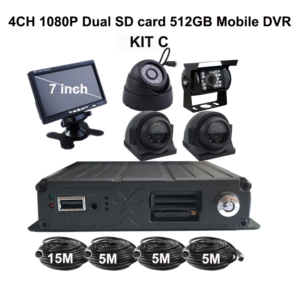 1080P 4-канальный двойной SD Автомобиль 512 ГБ sd-карта dvr видео рекордер для учебный автомобиль вождения автомобиля Автомобильный регистратор 4CH Мобильный DVR MDVR