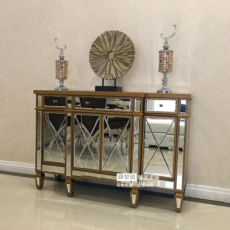 

Neo-classical post-modern European mirror furniture Fashion creative mirror side cabinet entrance cabinet storage cabinet
