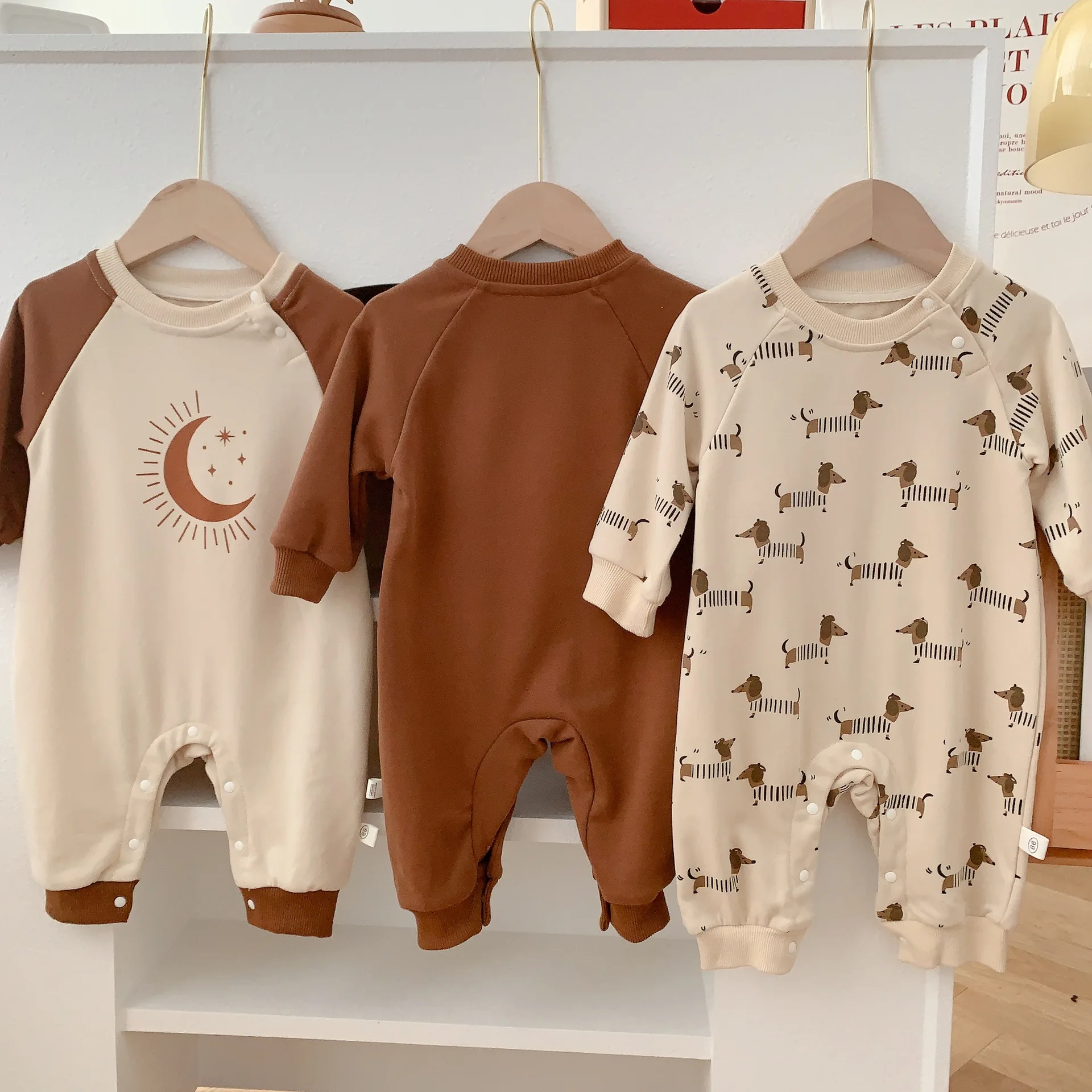 

0-2Y Baby Boys Girls Long Sleeve Romper 2023 Autumn Korean Infant Cartoon Print Jumpsuit Cotton Letter Newborn Toddler Clothes