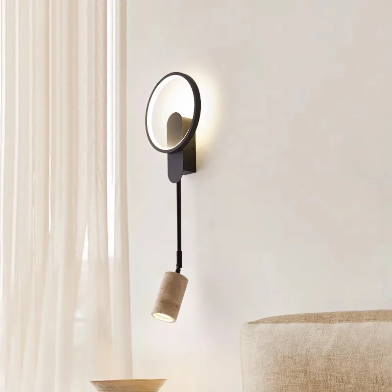 Wabi-Sabi Round Cave Stone LED Wall Lamp 3