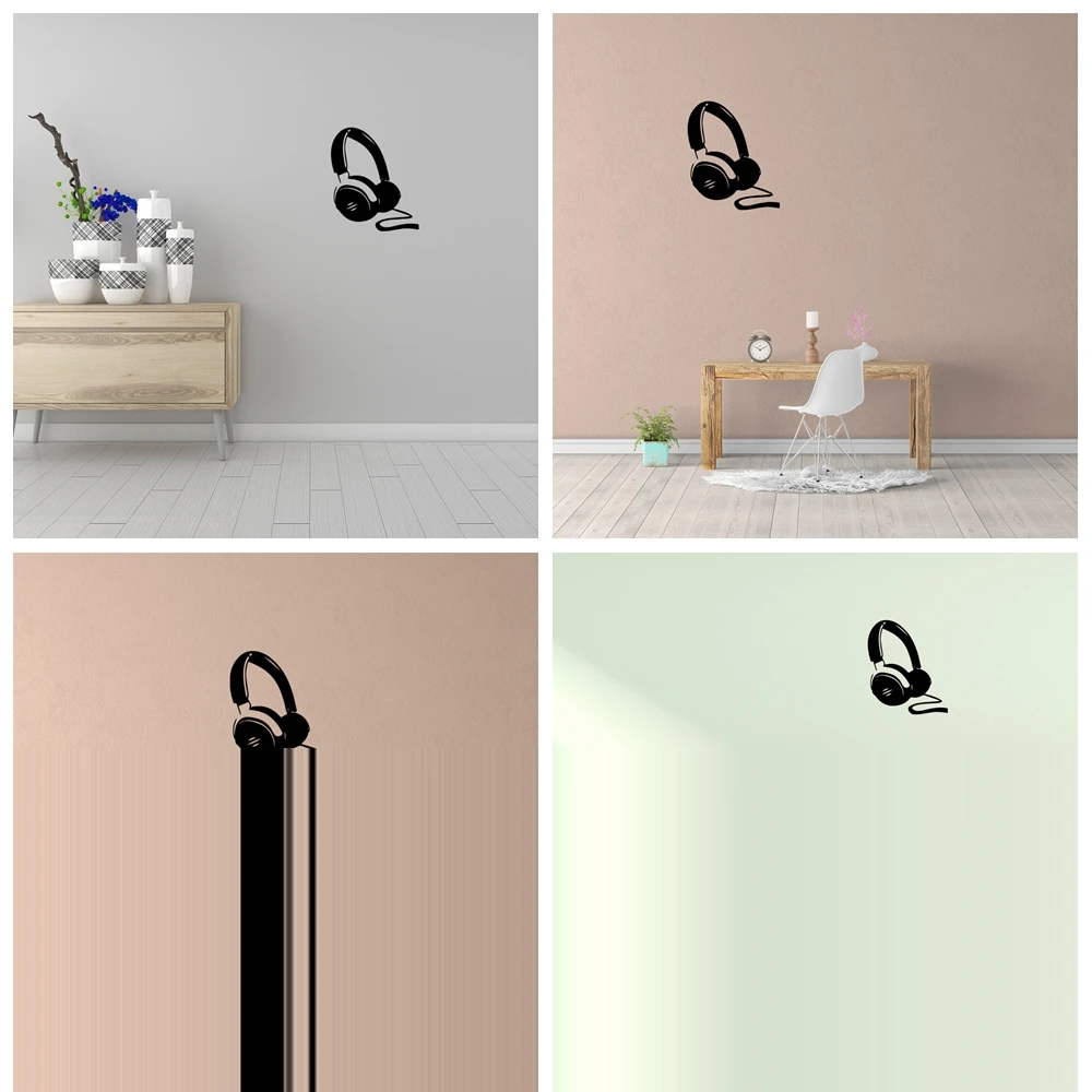 

1 pc cool headset earphone Wallpaper wallsticker Decal Living Room Removable Mural Living Room Bedroom Wall Art Drop Shipping