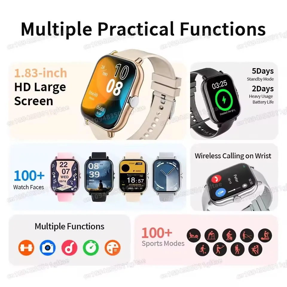 2026 New Smart Watch 2.01” Inch HD Screen Bluetooth Talk Pedometer IP68 Waterproof 123 Sport Modes Man Woman Watch Gift Pk HW12 4