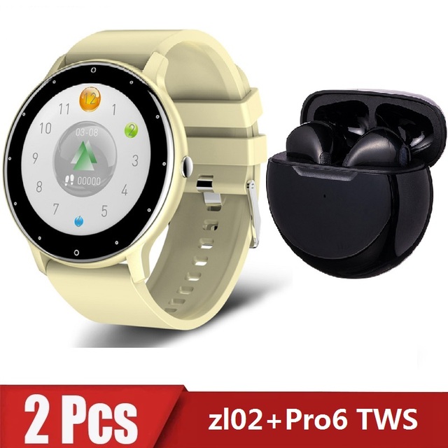 zl02 Pro6 TWS Smart Watch Men's Full Touch Screen Sports Fitness Watch IP67 Waterproof Bluetooth for Android ios