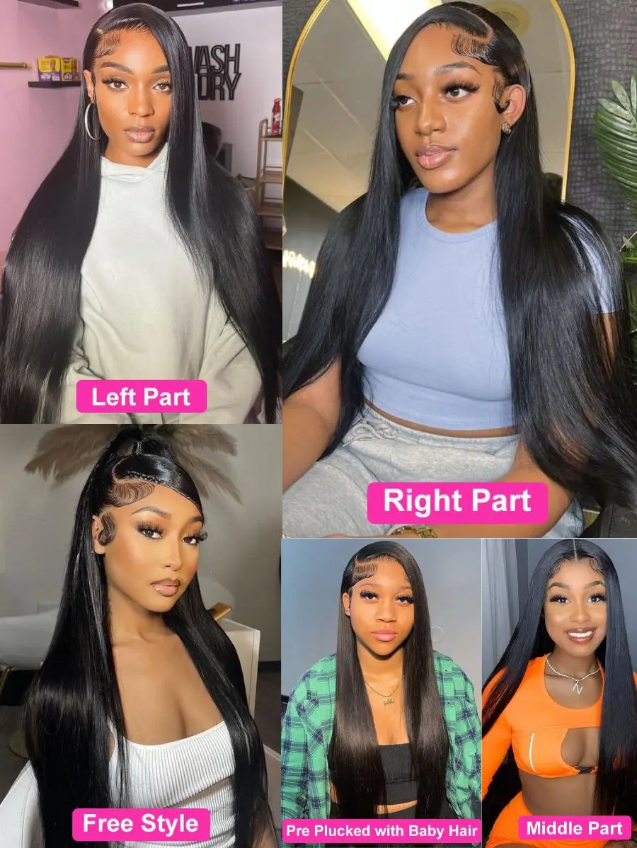 42 Inch13x4 Lace Front Wigs 200% Density 13X6 Lace Front Wig Pre Plucked 5X5 Straight Closure Wigs 6