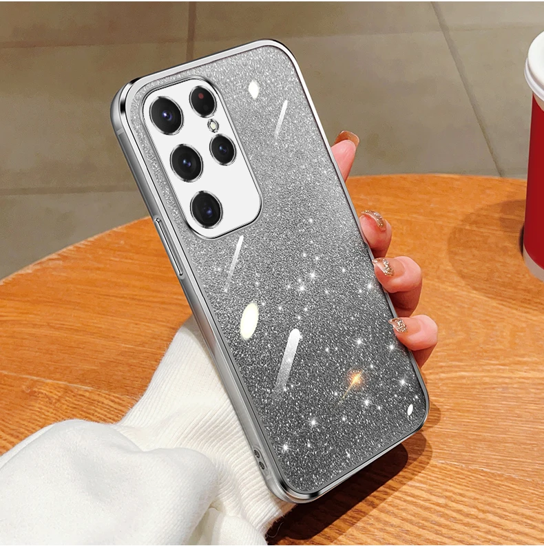 Gradient Glitter Electroplated Case For Samsung Galaxy S24 S23 S22 S21 S20 FE Plus Note 20 Ultra Soft TPU Silicone Back_voghion.com