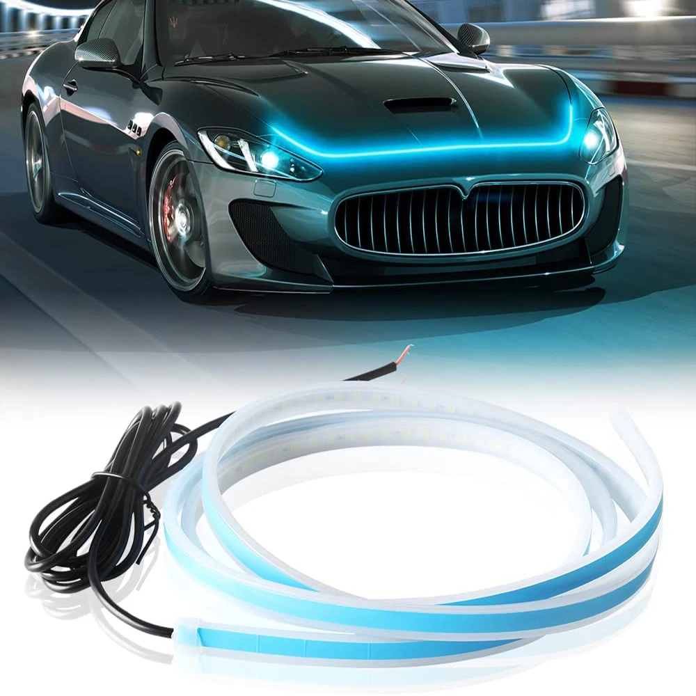 

150cm 180cm Waterproof LED Car Universal Engine Hood Guide Decorative Light Bar Flexible DRL LED Strip Daytime Running Light