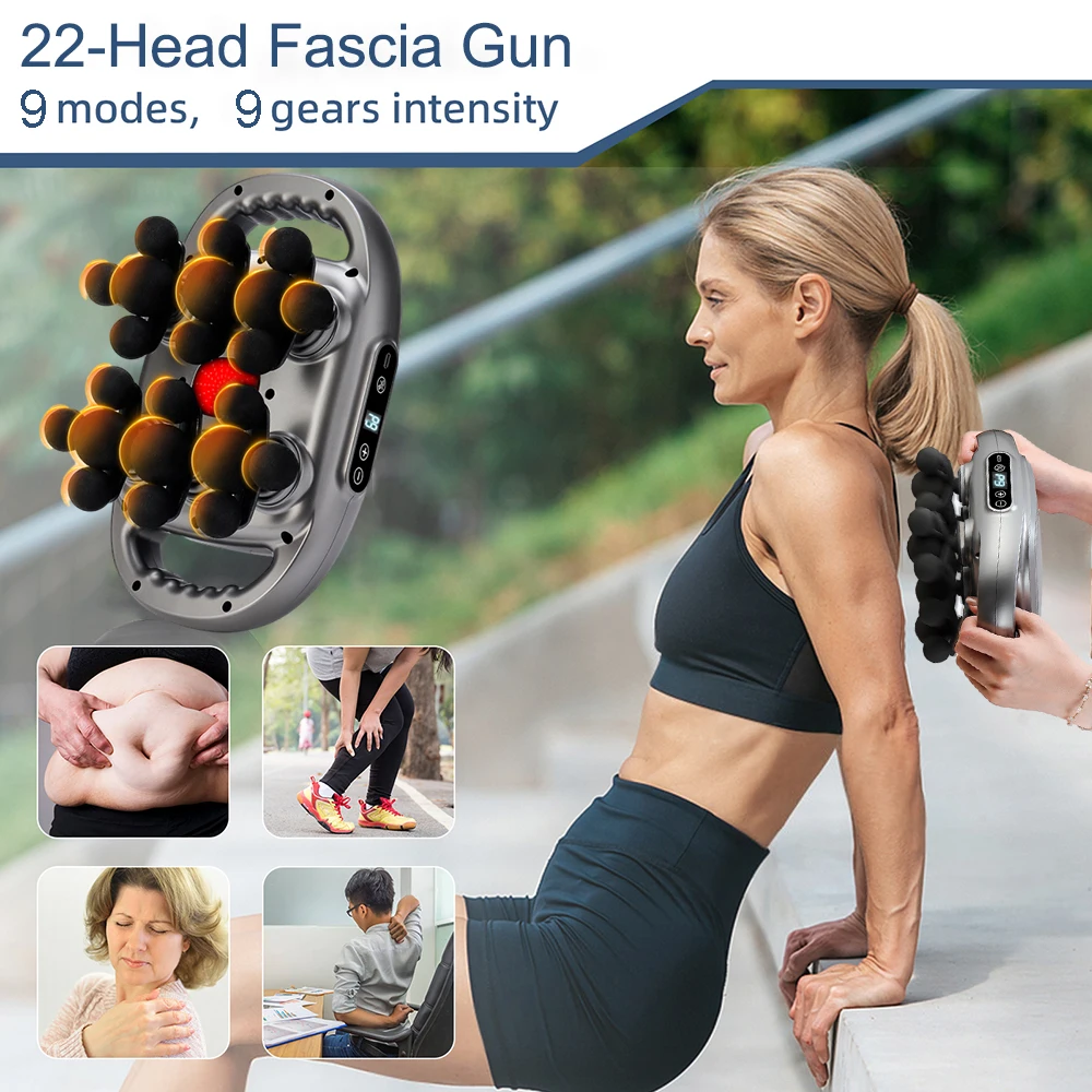 22-Head Fascia Gun High-Frequency Vibration Body Massage Gun