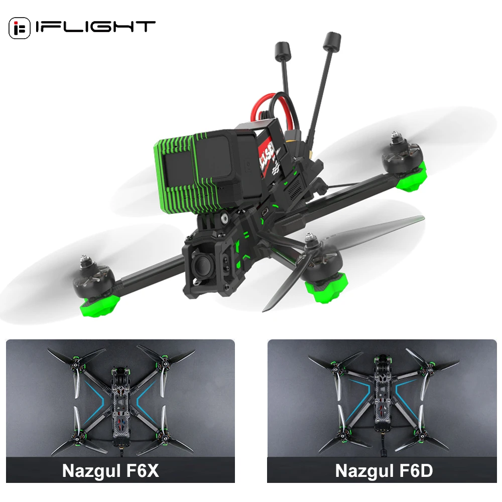 IFlightDron Nazgul Evoque F6D/F6X HD V2, 6 pulgadas, 6S, BNF, FPV, con