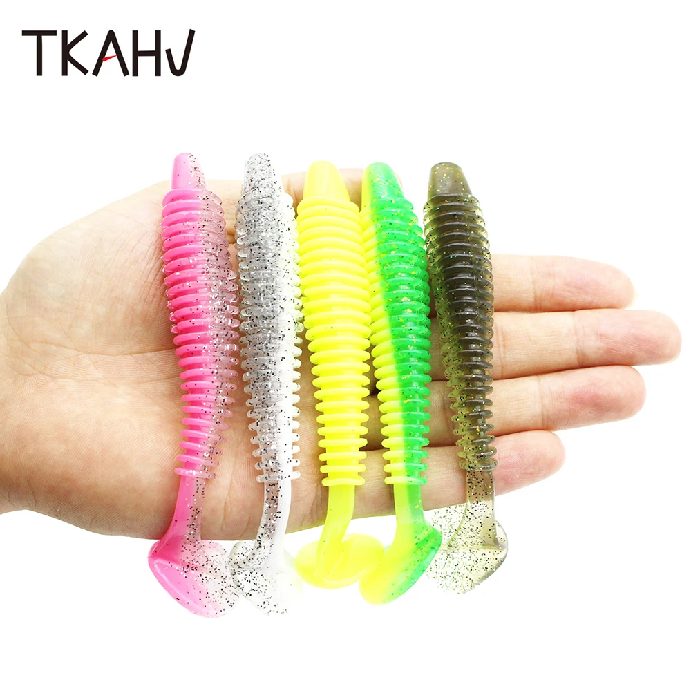 

TKAHV 5 PCS 13cm 12g Big Soft Fishing Lure Paddle Tail Jig Wobblers Hook Groove Bass Pike Silicone Swimbait Artificial Bait