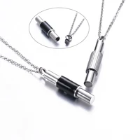Simple Cylinder Cremation Urn Necklace/Keychain for Ashes Openable Memorial Pendant Stainless Steel Keepsake Jewelry 1