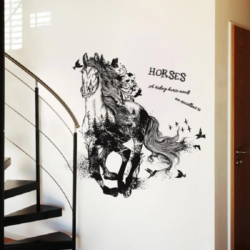

MAMALOOK Wall Sticker Removable Running Horse Decals Home Decoration Mural For Living Room Sofa Backgroun