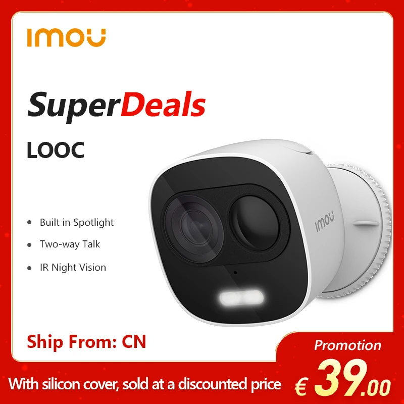 IMOU LOOC-Caméra de surveillance IP WiFi HD 1080p, dispositif de sécurité  domestique sans fil, étanche IP65