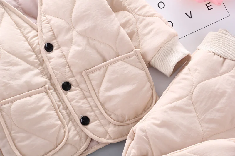 New Winter Children Keep Warm Clothes autumn Kids Boys Girls Thicken Cotton Jacket Pants 2Pcs/sets Baby Infant Casual Tracksuits