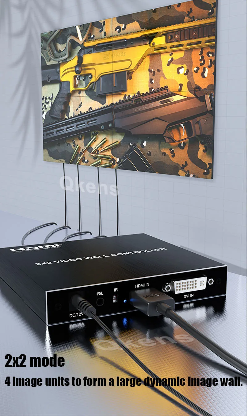 4K 2x2 Video Wall Controller Multi Monitors Splicing Processor 1080P 1x2 1x3 1x4