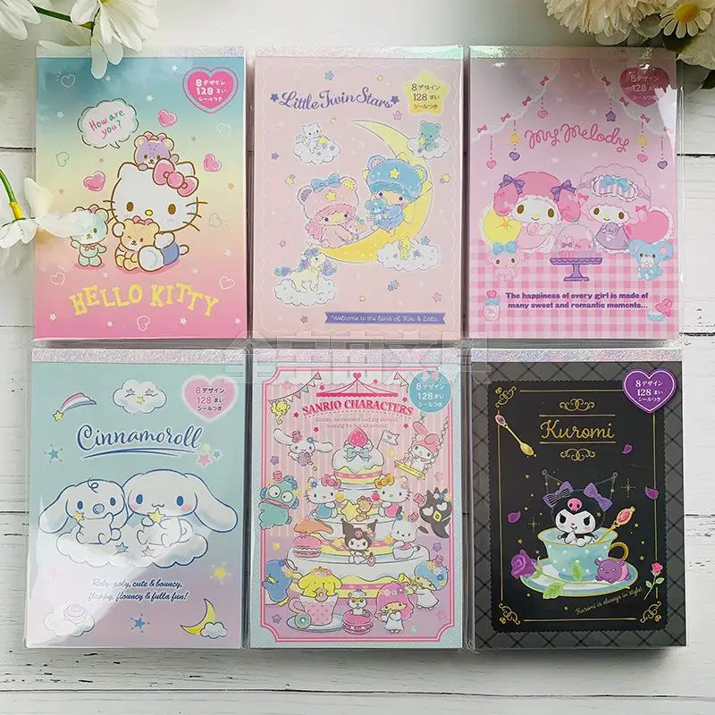 

Sanrio Hello Kitty My Melody Memo Pad Cute Cartoon Cinnamoroll Kuromi Student Anime Message Memo Notepad with Diy Stickers Gifts
