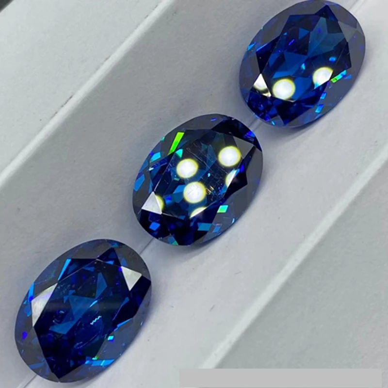 Natural Blue Sapphire Deep Blue Oval Shape Cut Loose Gemstone Synthetic Gems For Jewelry 6