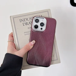 Luxury Water Ripple PU Soft Leather Phone Case with Metal Lens & Shockproof Protection - iPhone 14 (Claret)