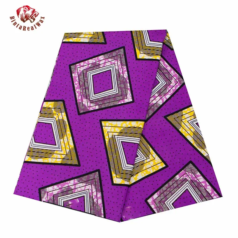 Bintarealwax 100% Polyester Soft African Farbic Purple Background Sewing Meterial 6 yards/lot PartyDress Ankara Fabric FP6353 | Дом и сад