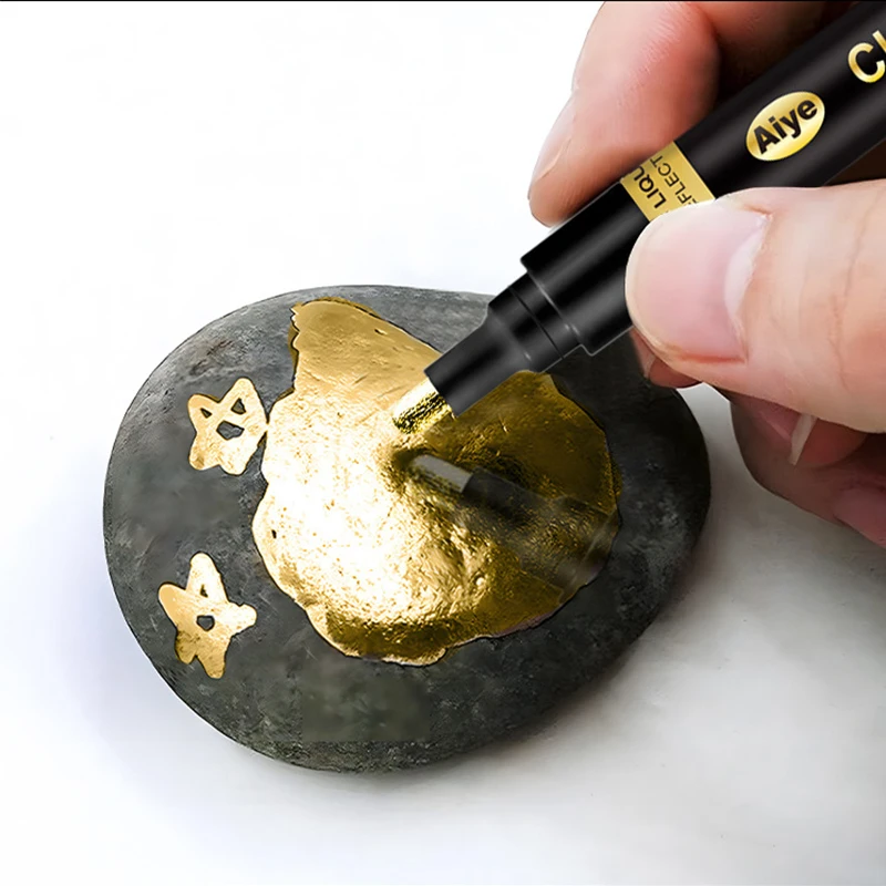 2Pcs Gold Silver Epoxy Resin Drawing Pen Gold Leafing Point Pen Marker Acrylic Paint Highlights Metallic Permanent Marker epoxy resin drawing pen